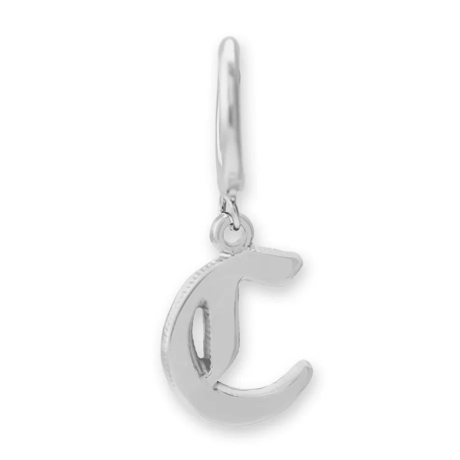 Brinco Argola Alfabeto Fonte Gothic Prateado