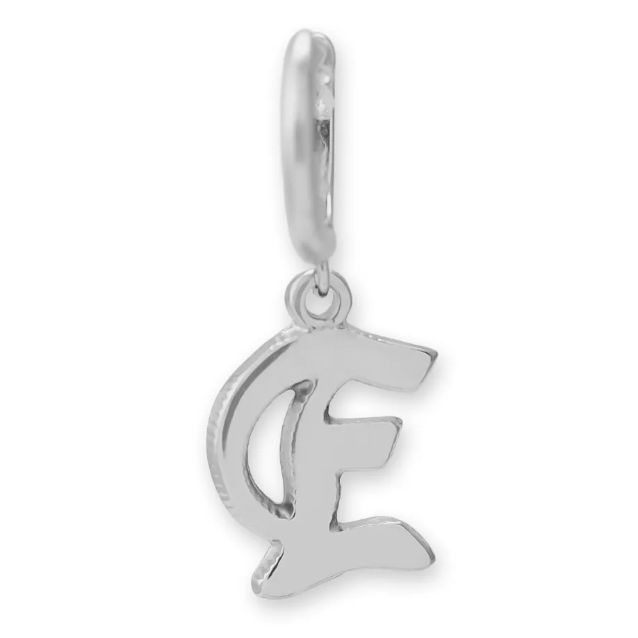 Brinco Argola Alfabeto Fonte Gothic Prateado