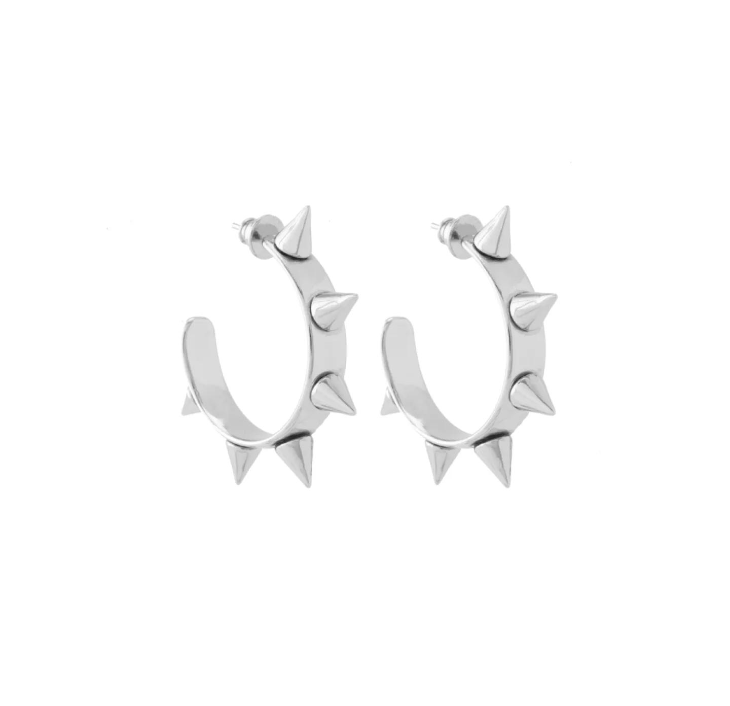 BRINCO ARGOLA DE SPIKES - 6CM - PRATEADO