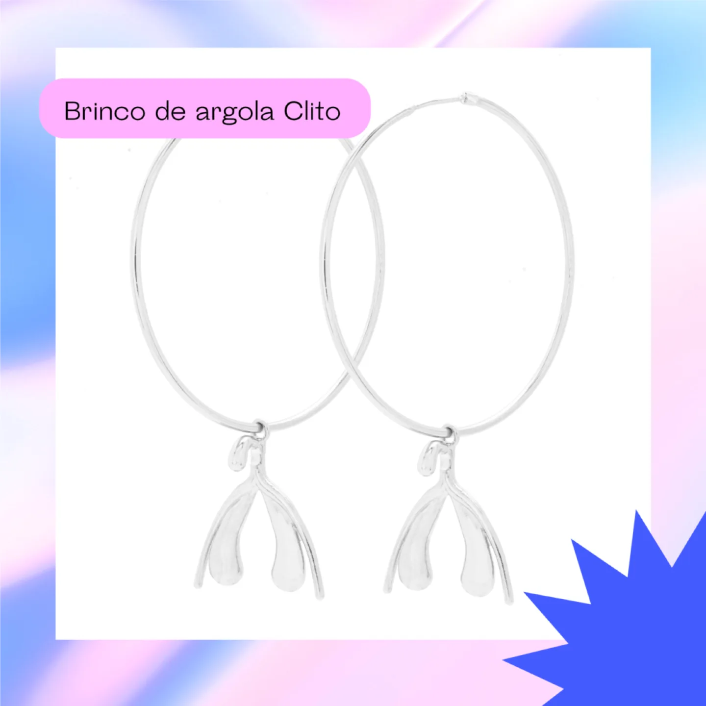 BRINCO CLITO ARGOLA 6CM COLLAB COM @CLITO.CLITO - PRATEADO