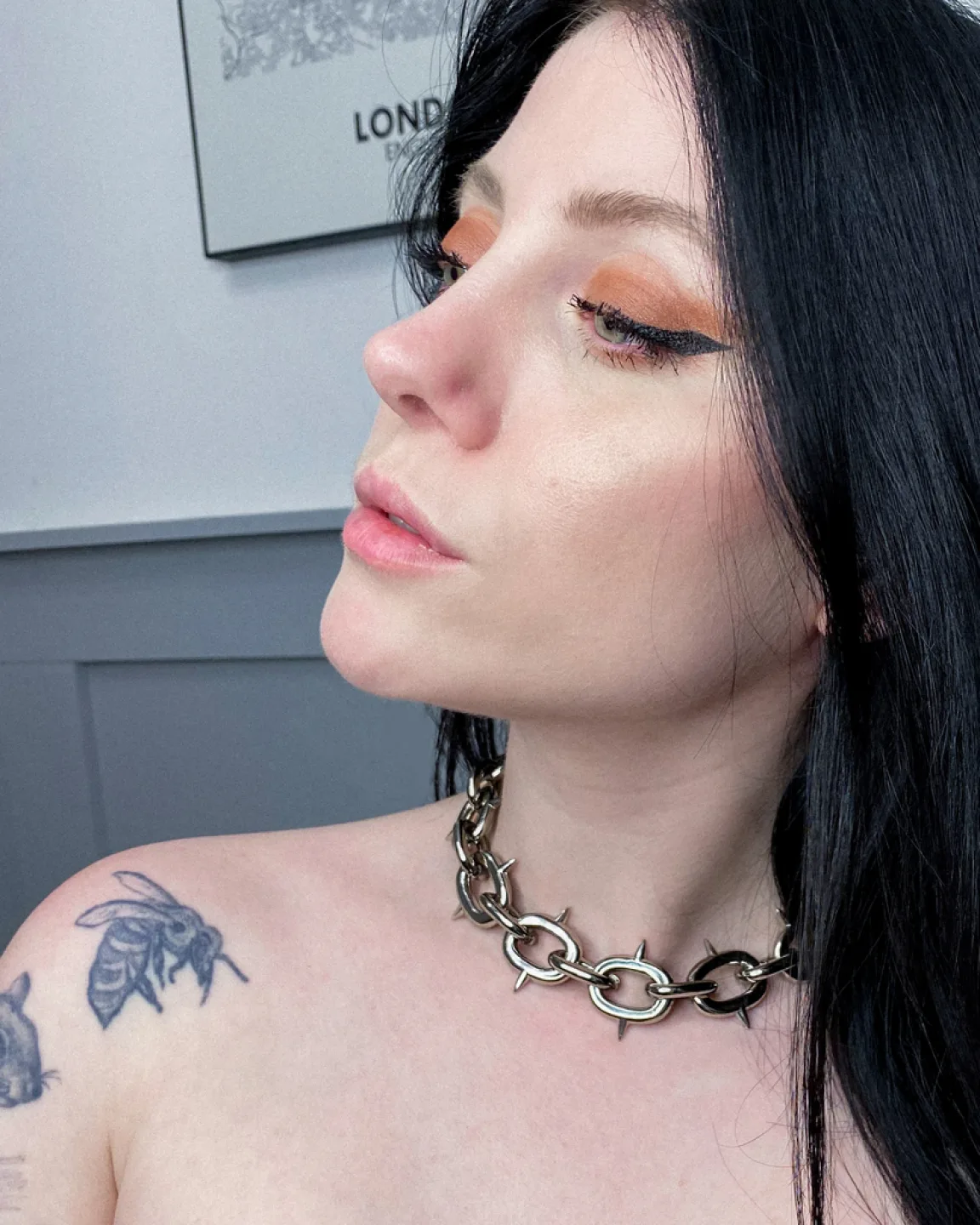 COLAR / CHOKER SPIKED CHAIN - PRATEADO MEDIDA:50 CM