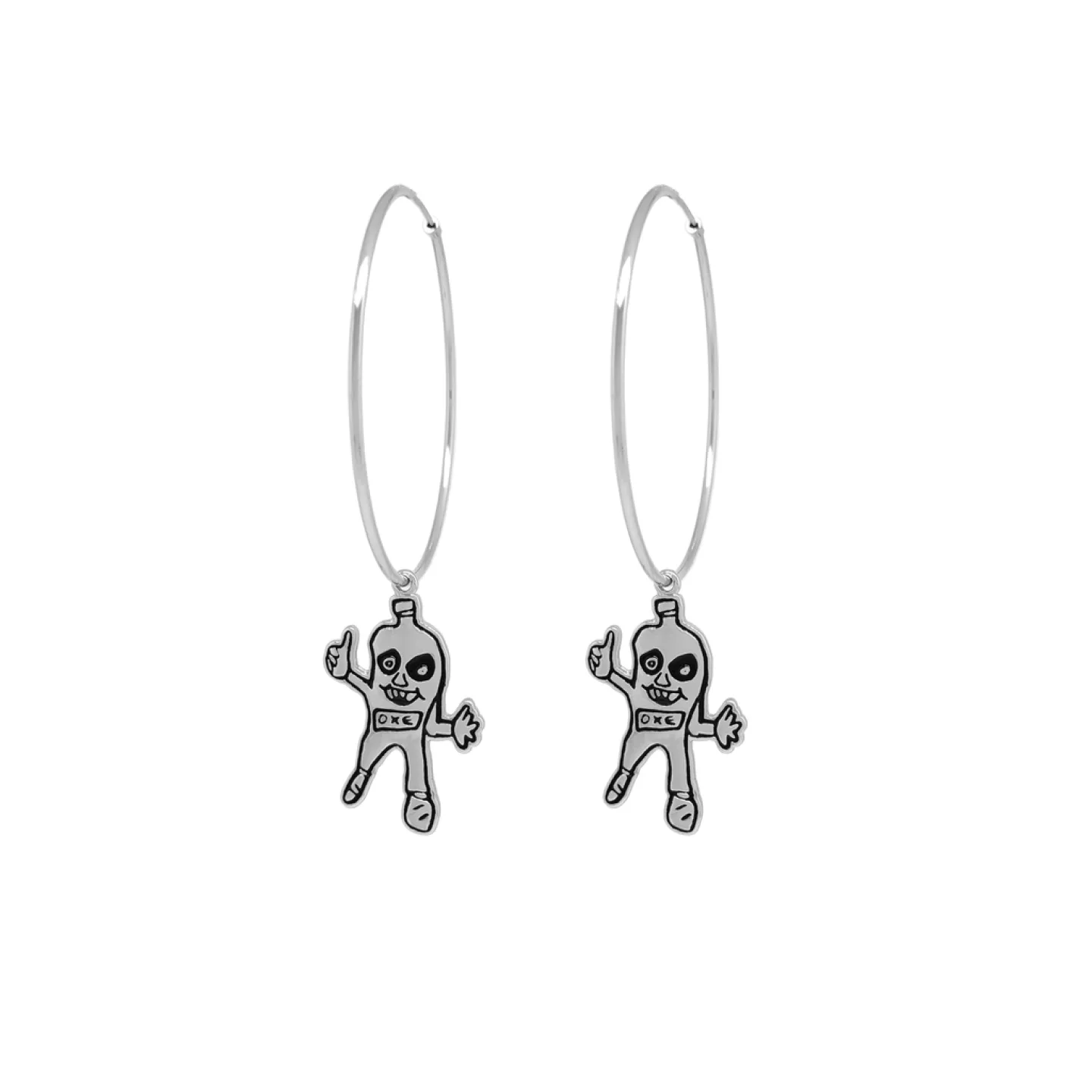 BRINCO ARGOLA DE 6CM - DOLLYNHO DE RESSACA - BY MALFEITONA - PRATEADO