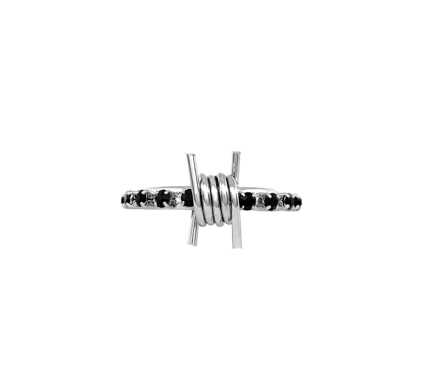 ANEL FARPA COM STRASS PRETO - PRATEADO