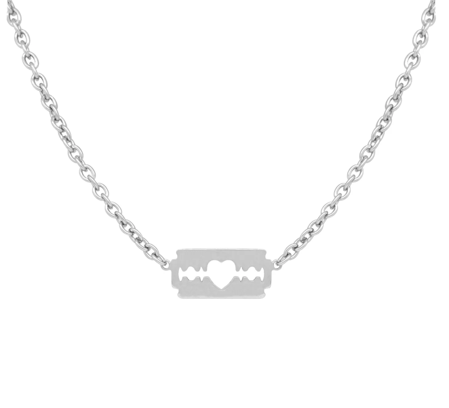 COLAR / CHOKER LOVE RAZOR - PRATEADO