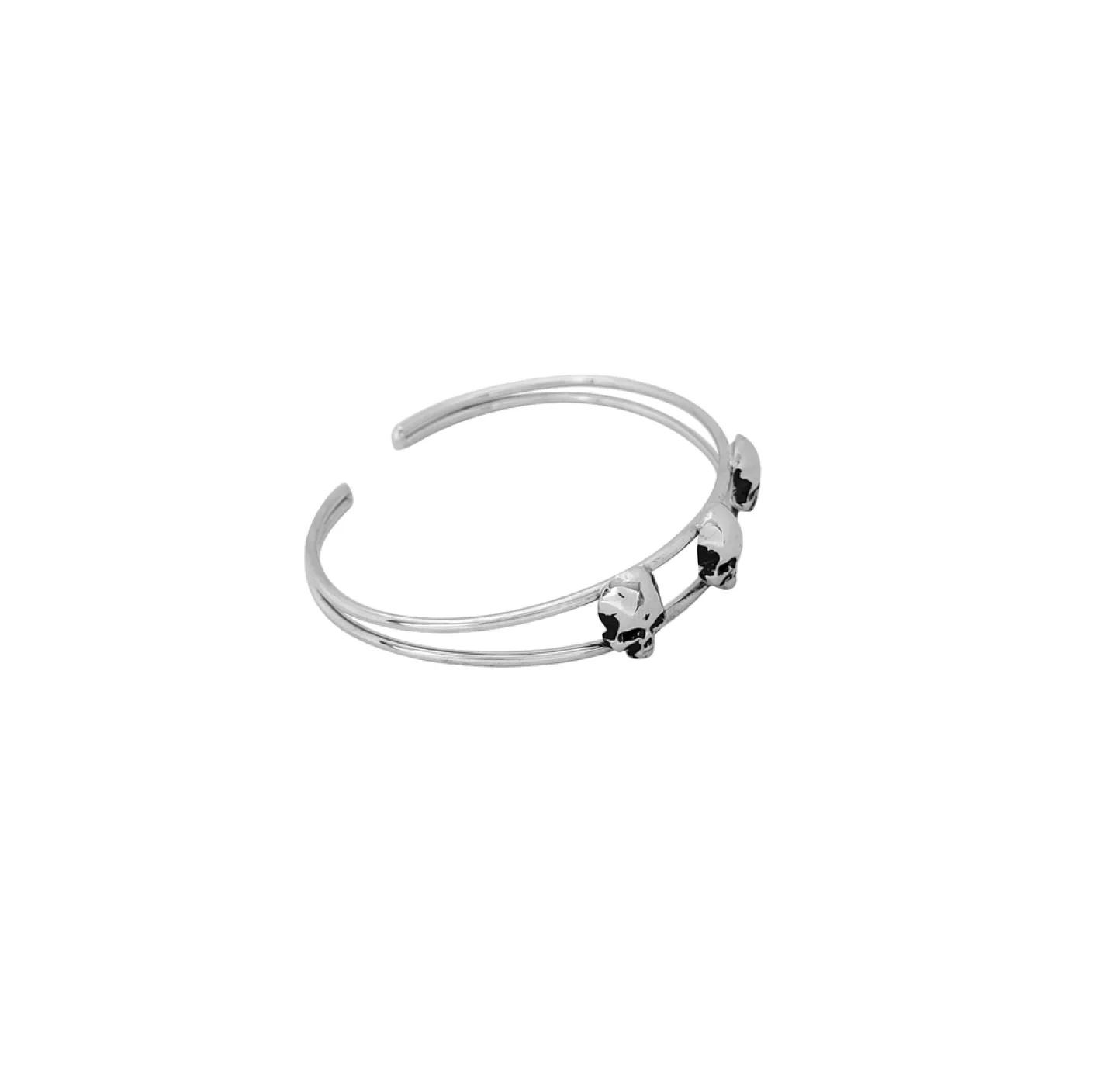 BRACELETE 3 CRANIOS - PRATEADO