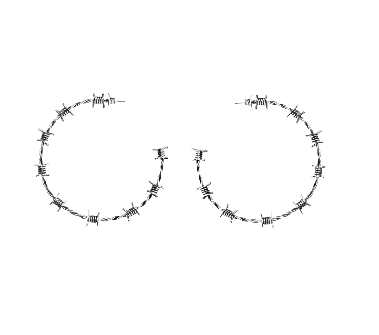 BRINCO ARGOLA ARAME FARPADO 11 CM - FARPAS DUPLAS - PRATEADO