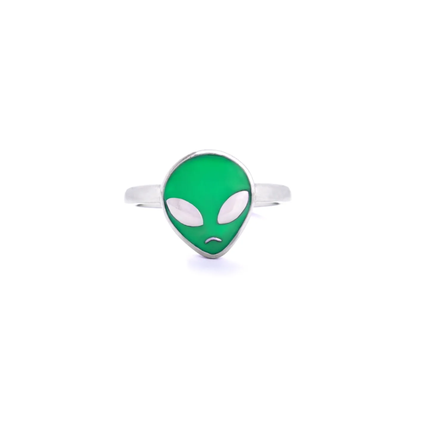ANEL SAD ALIEN - PRATEADO E VERDE