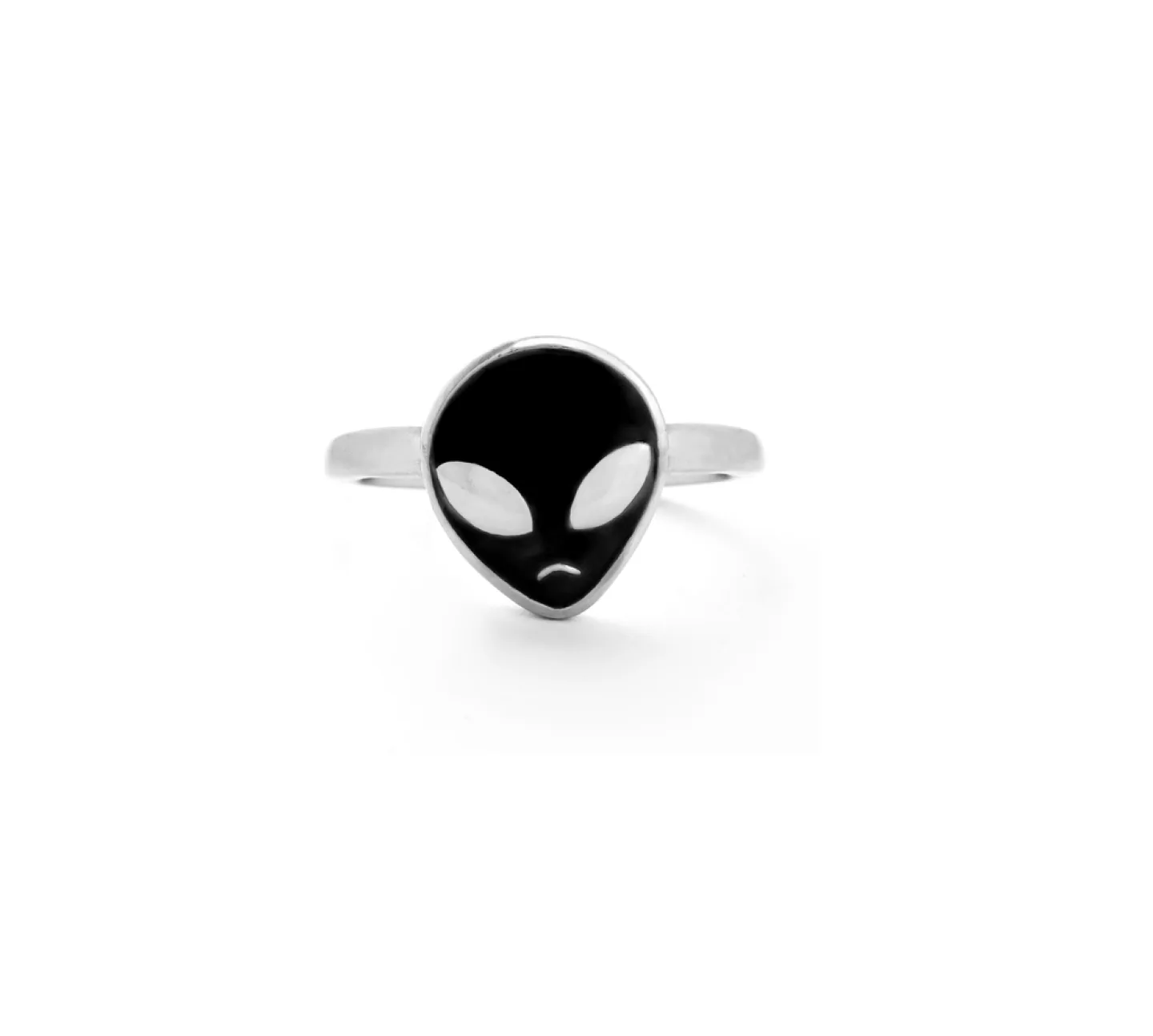 ANEL SAD ALIEN - PRATEADO E PRETO