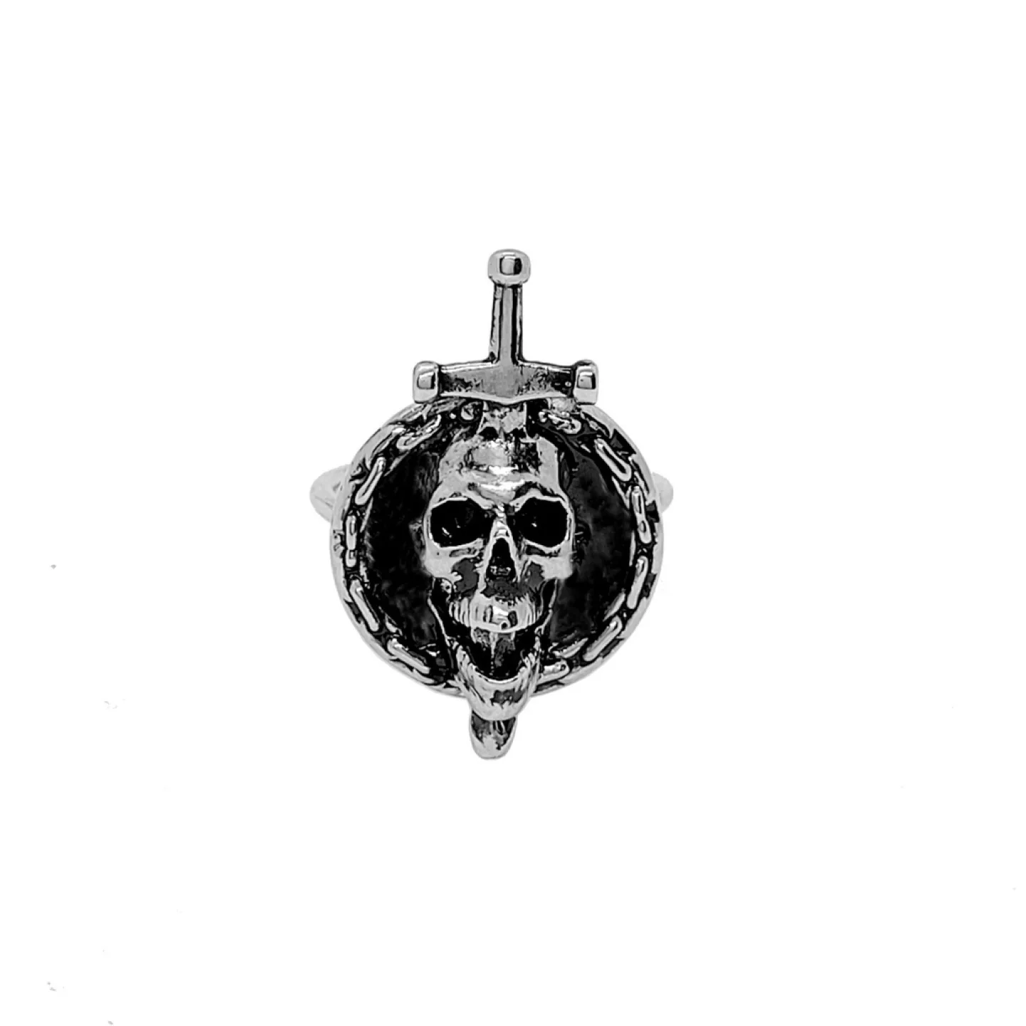 ANEL SKULL AND DAGGER - PRATEADO