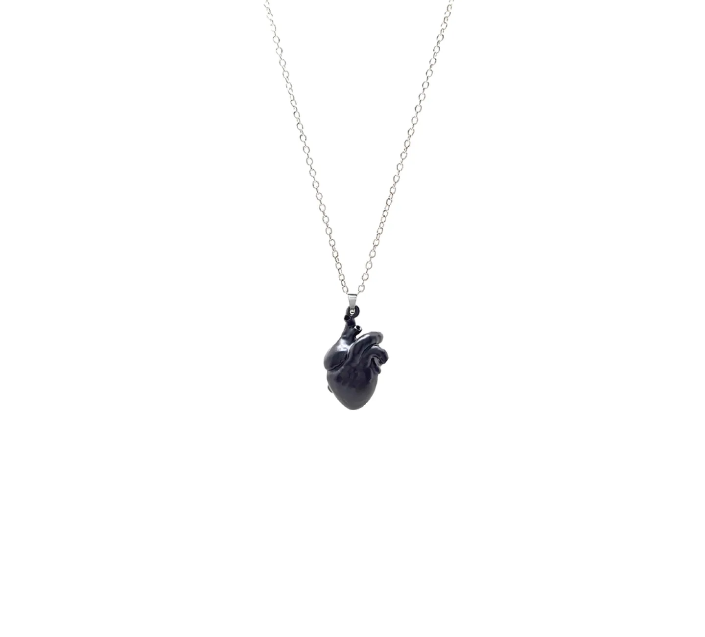 COLAR CORAÇÃO ANATÔMICO - PRETO FOSCO TAMANHO DA CORRENTE:70 cm