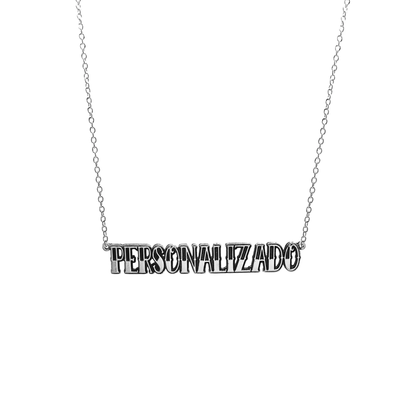 COLAR PERSONALIZADO OLD SCHOOL TATTOO LETTERING - PRATEADO TAMANHO DA CORRENTE:60 cm