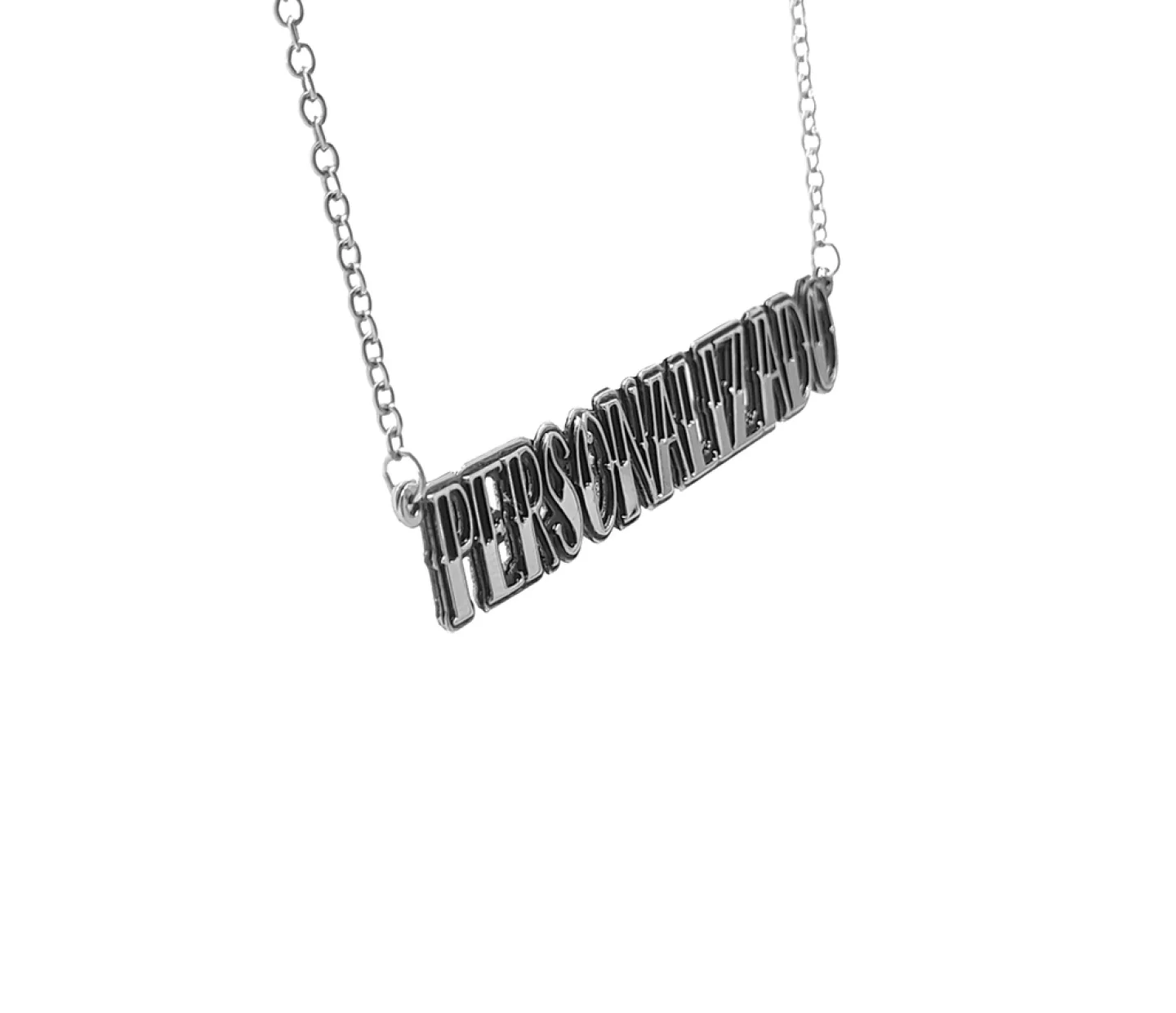 COLAR PERSONALIZADO OLD SCHOOL TATTOO LETTERING - PRATEADO TAMANHO DA CORRENTE:60 cm