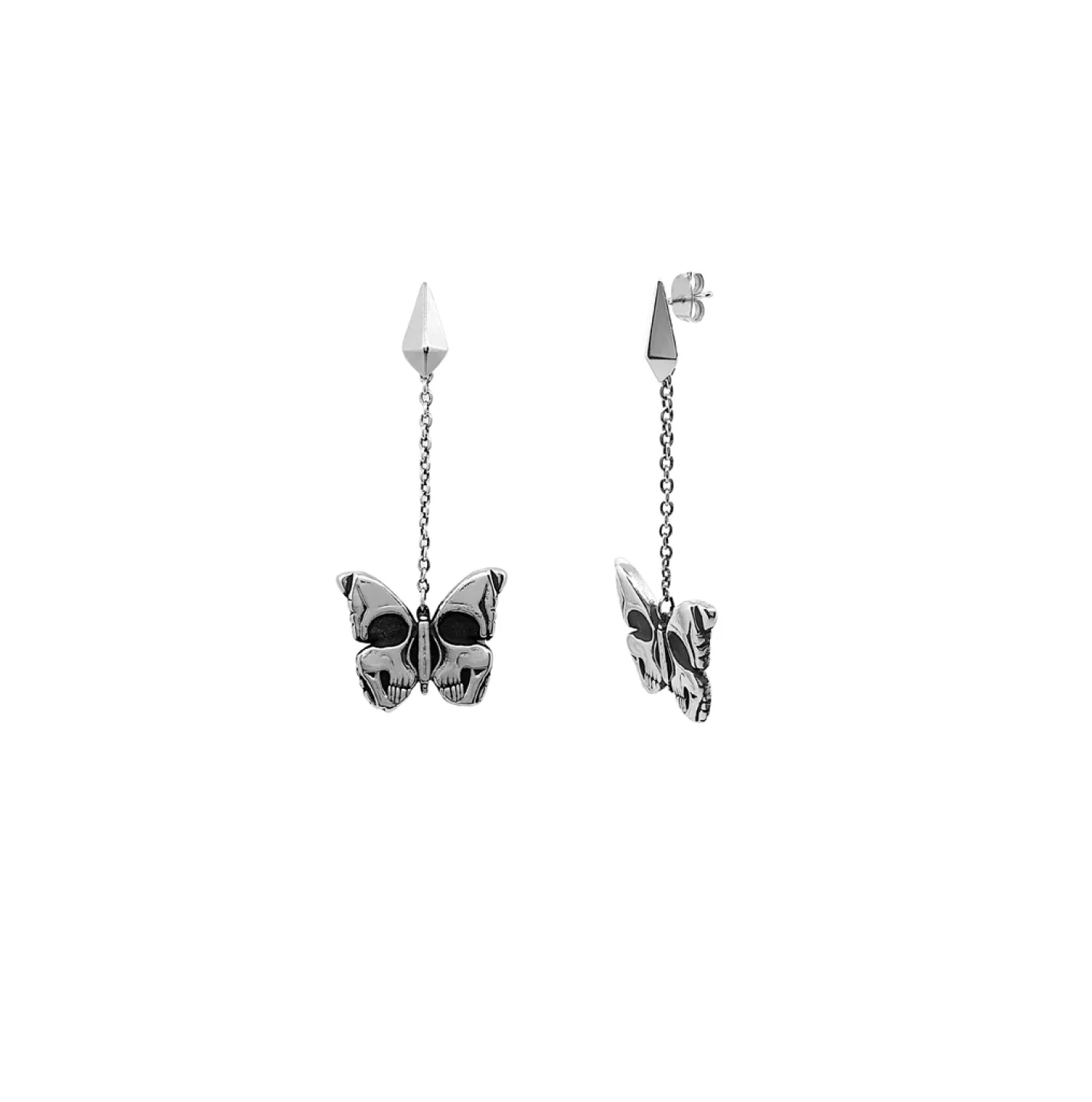 BRINCO SKULL BUTTERFLY CHAIN - PRATEADO