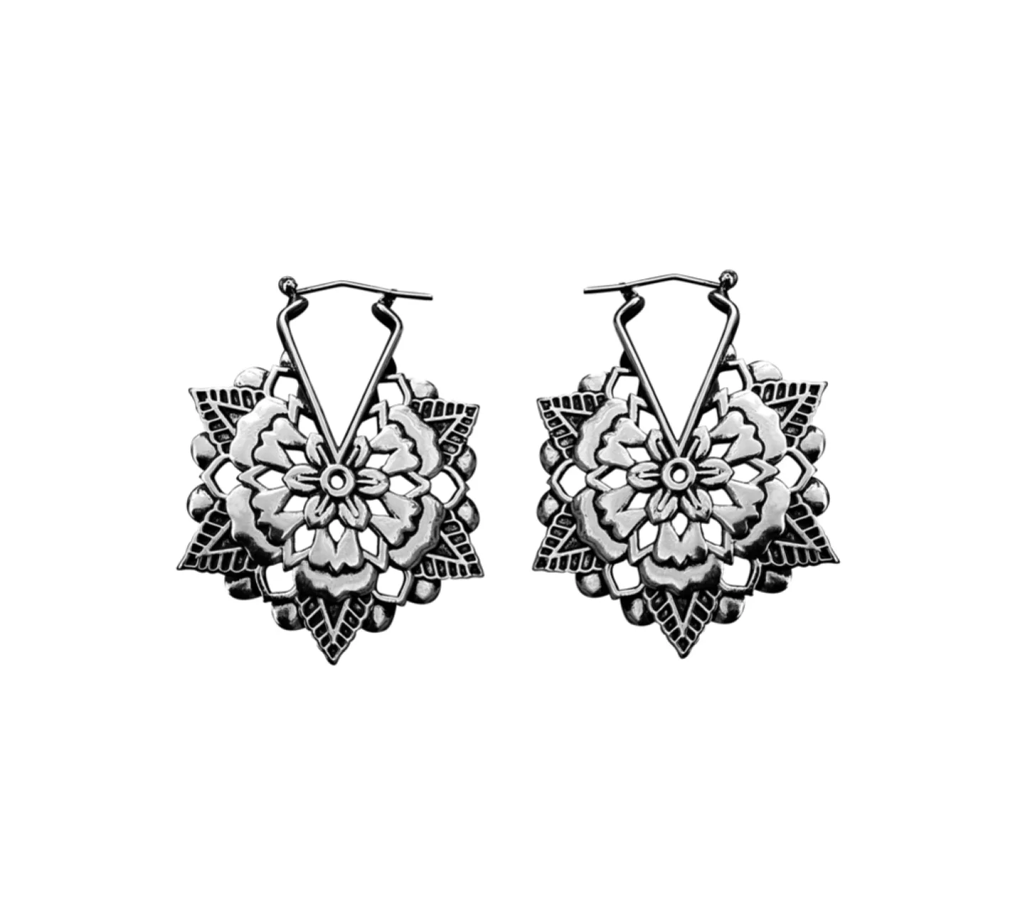 BRINCO MANDALA FLOR - PRATEADO