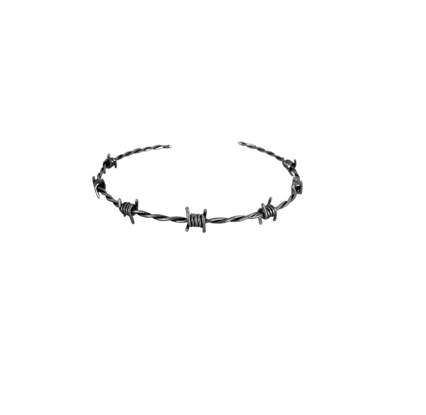 GARGANTILHA ARAME FARPADO 2MM FARPAS DUPLAS - PRATEADO