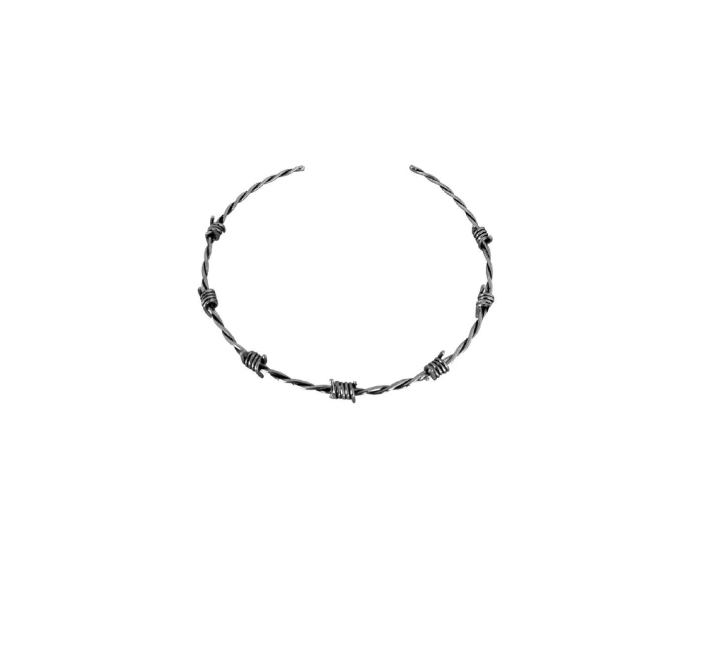 GARGANTILHA ARAME FARPADO 2MM FARPAS DUPLAS - PRATEADO