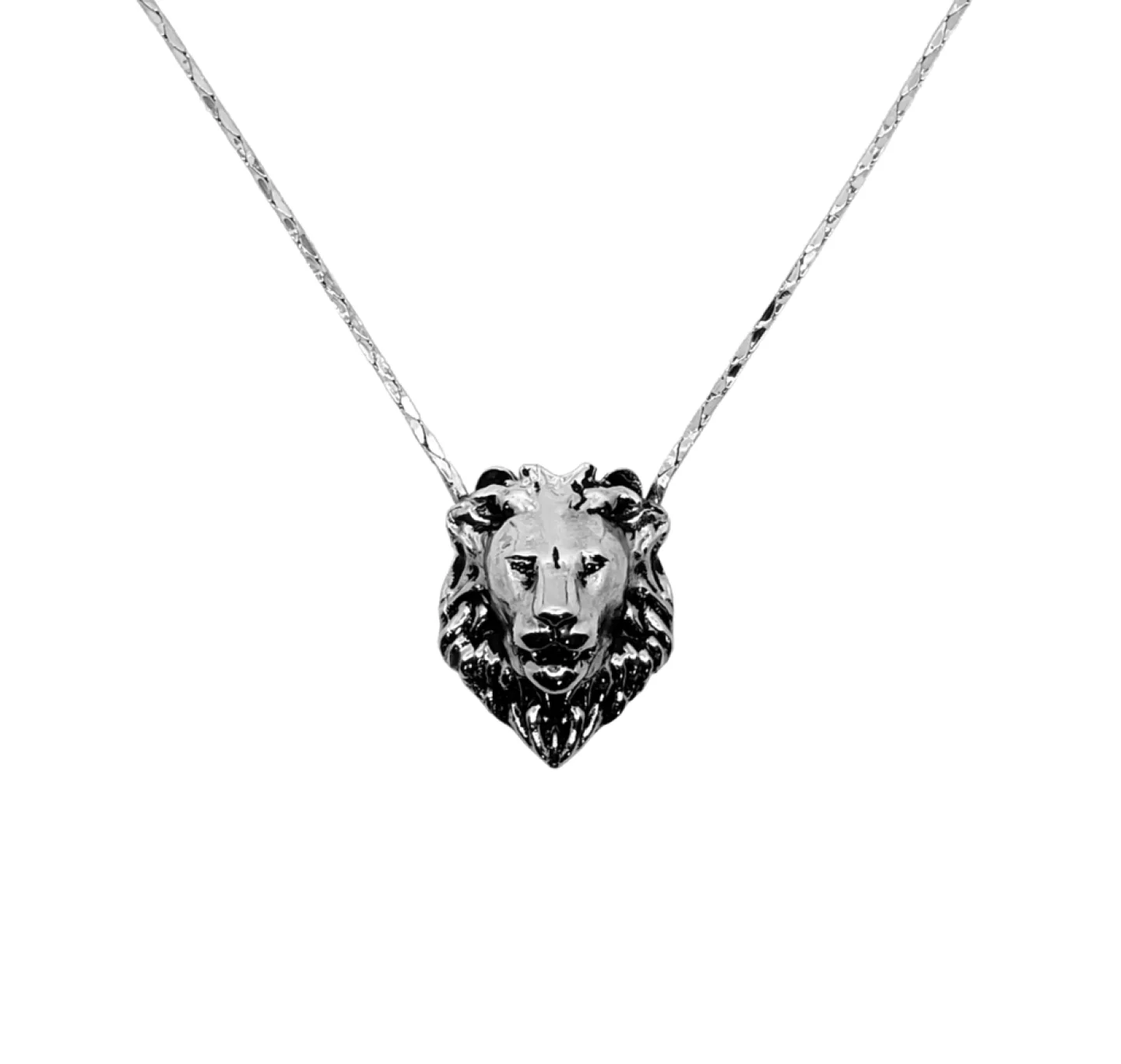 COLAR LION HEAD - PRATEADO