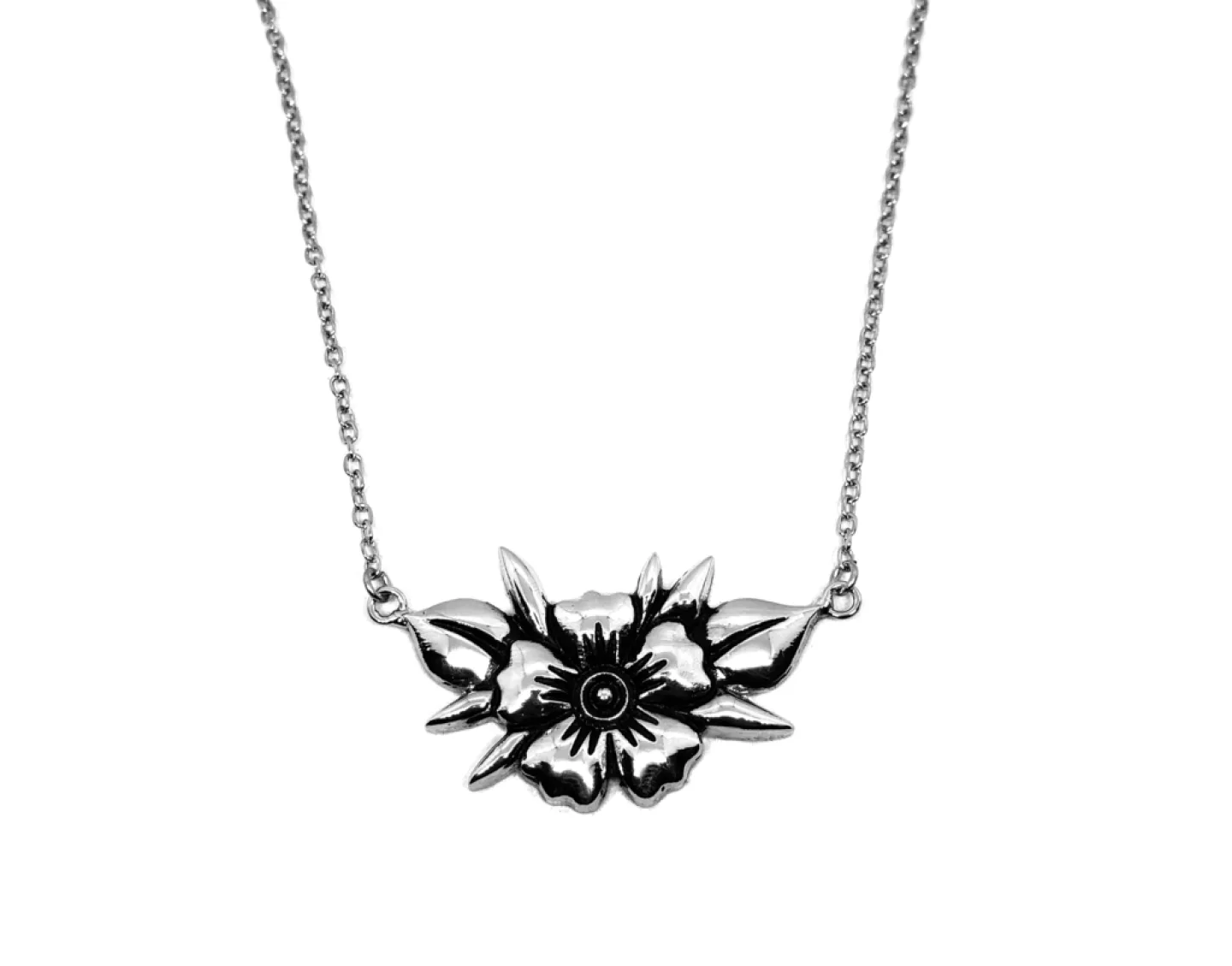 COLAR FLOR OLD SCHOOL - PRATEADO
