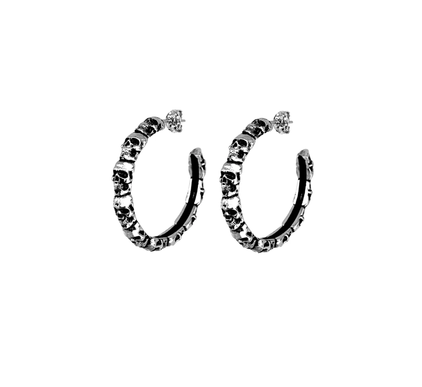 BRINCO SKULL HOOP 4CM - PRATEADO