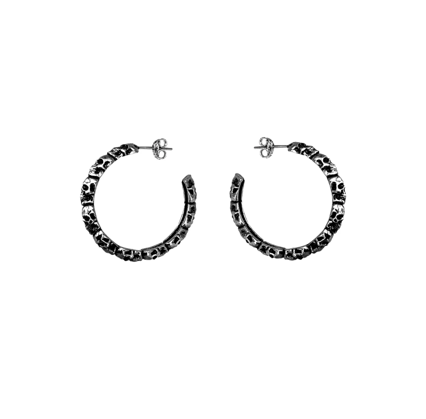BRINCO SKULL HOOP 4CM - PRATEADO