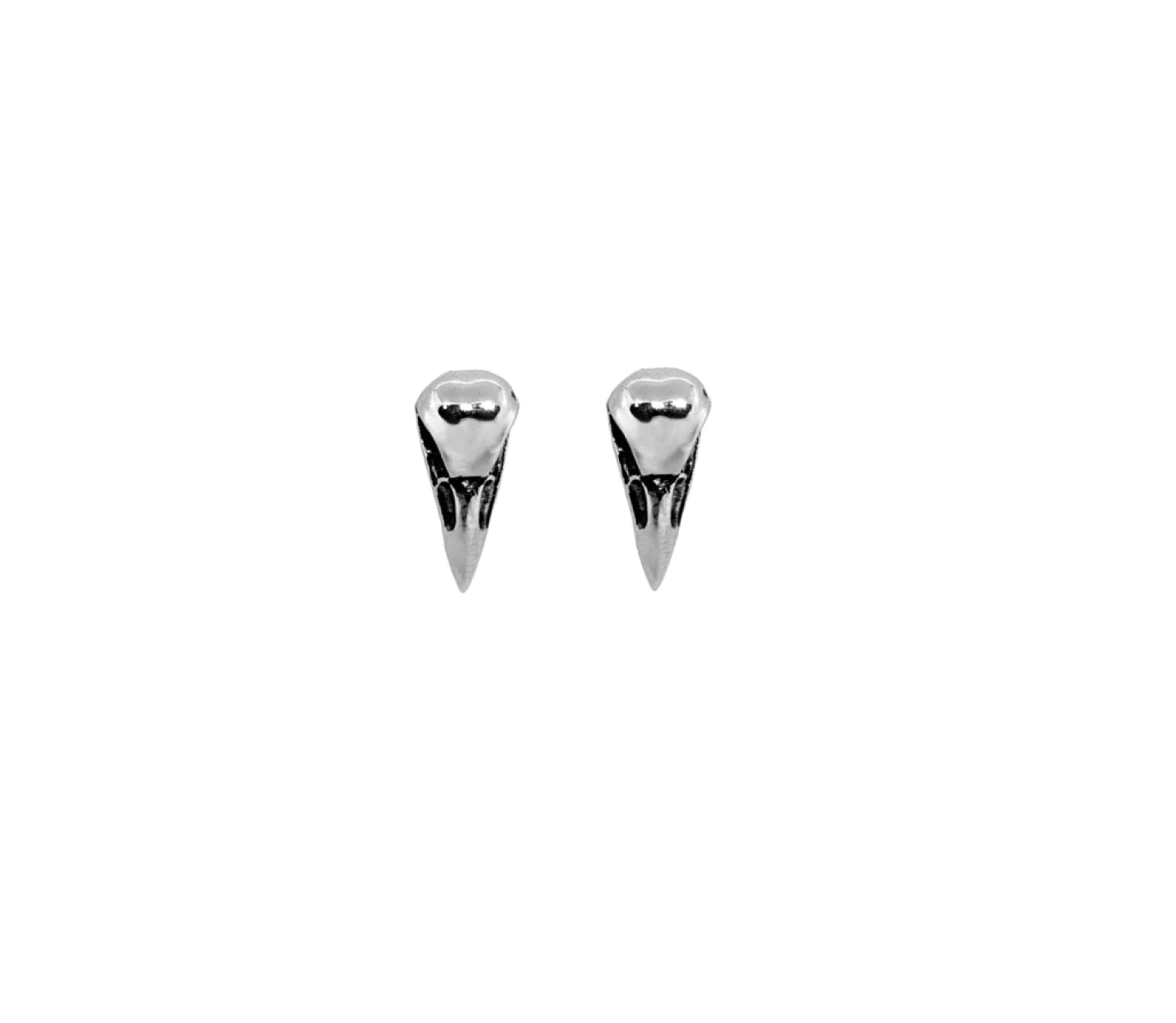 BRINCO STUD SKULL CROW - PRATEADO