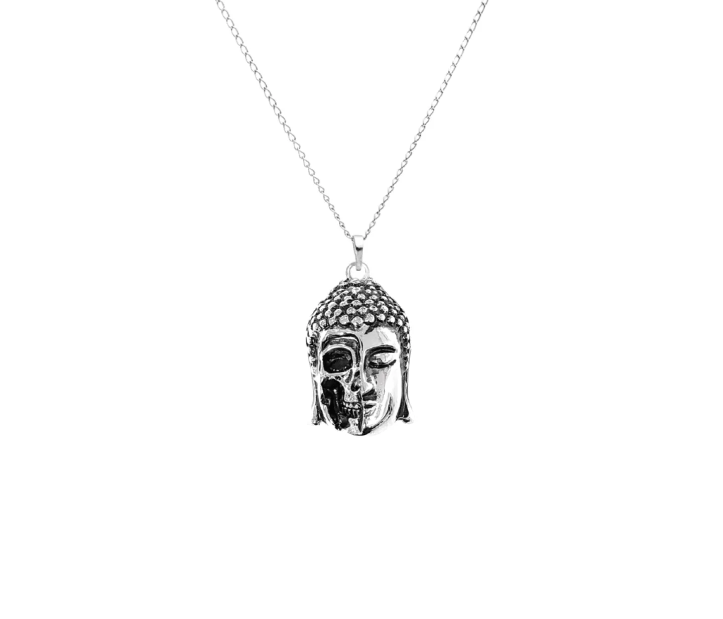 COLAR BUDDHA SKULL - PRATEADO TAMANHO DA CORRENTE:70 cm
