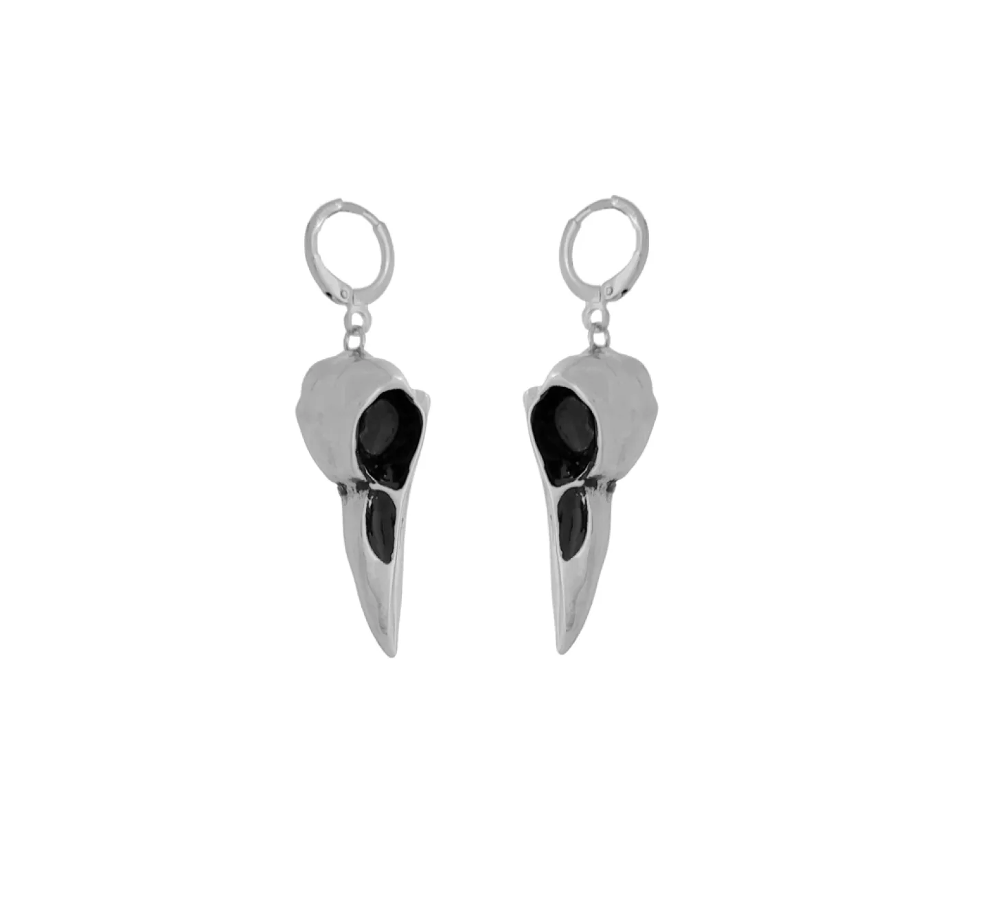 BRINCO ARGOLA SKULL CROW - PRATEADO