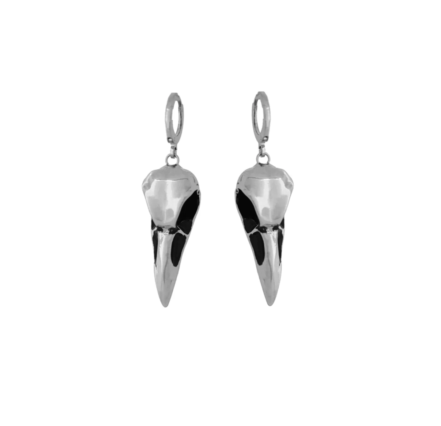 BRINCO ARGOLA SKULL CROW - PRATEADO