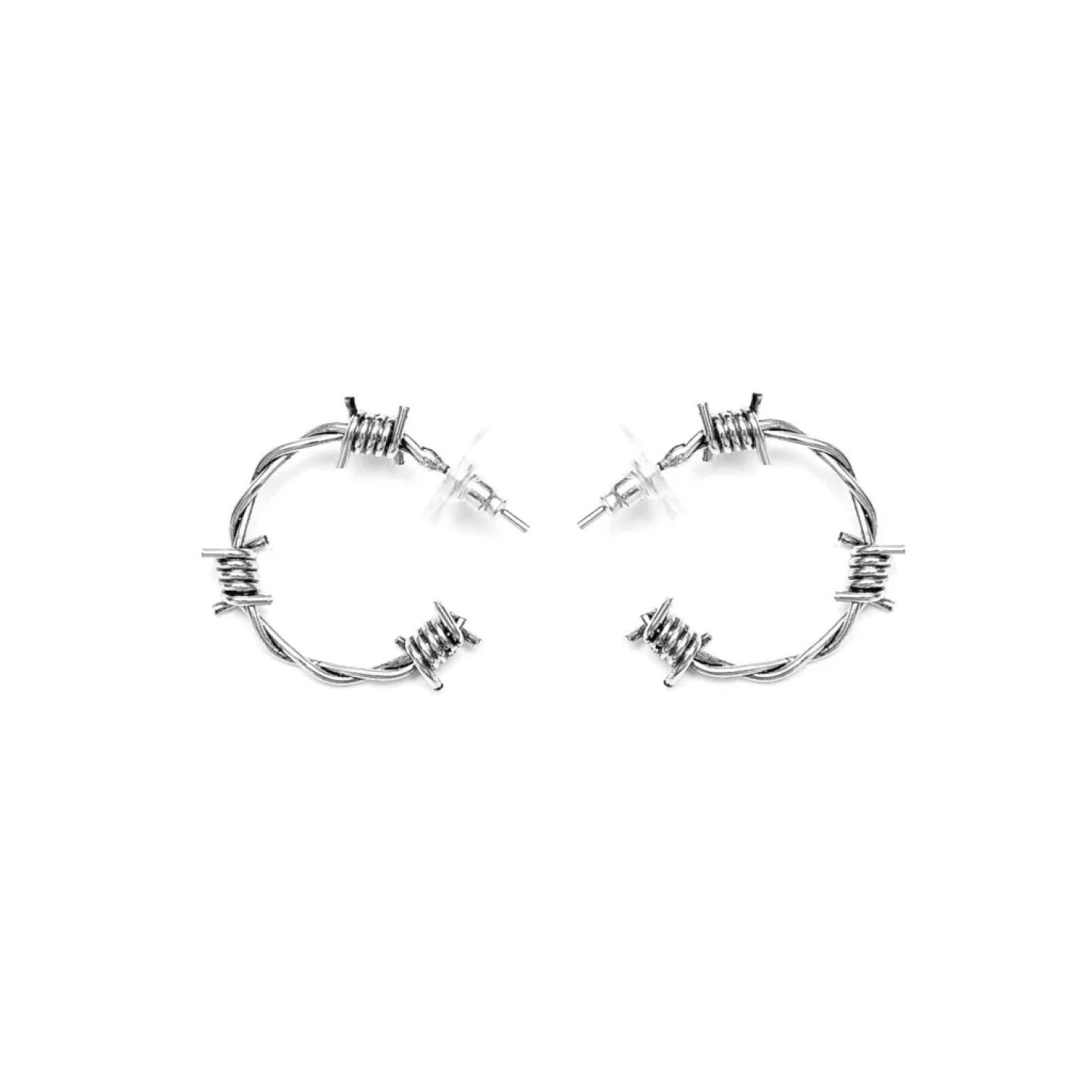 BRINCO ARGOLA ARAME FARPADO 2,5CM - 3 FARPAS DUPLAS - PRATEADO