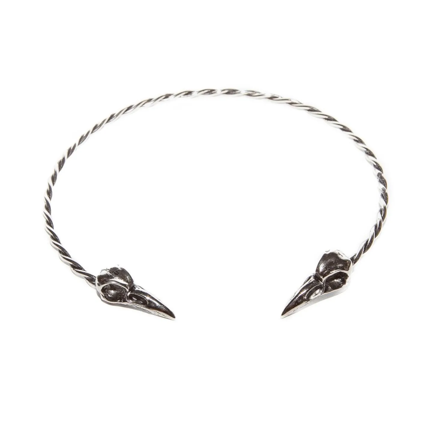 GARGANTILHA 2 SKULL CROW - PRATEADO