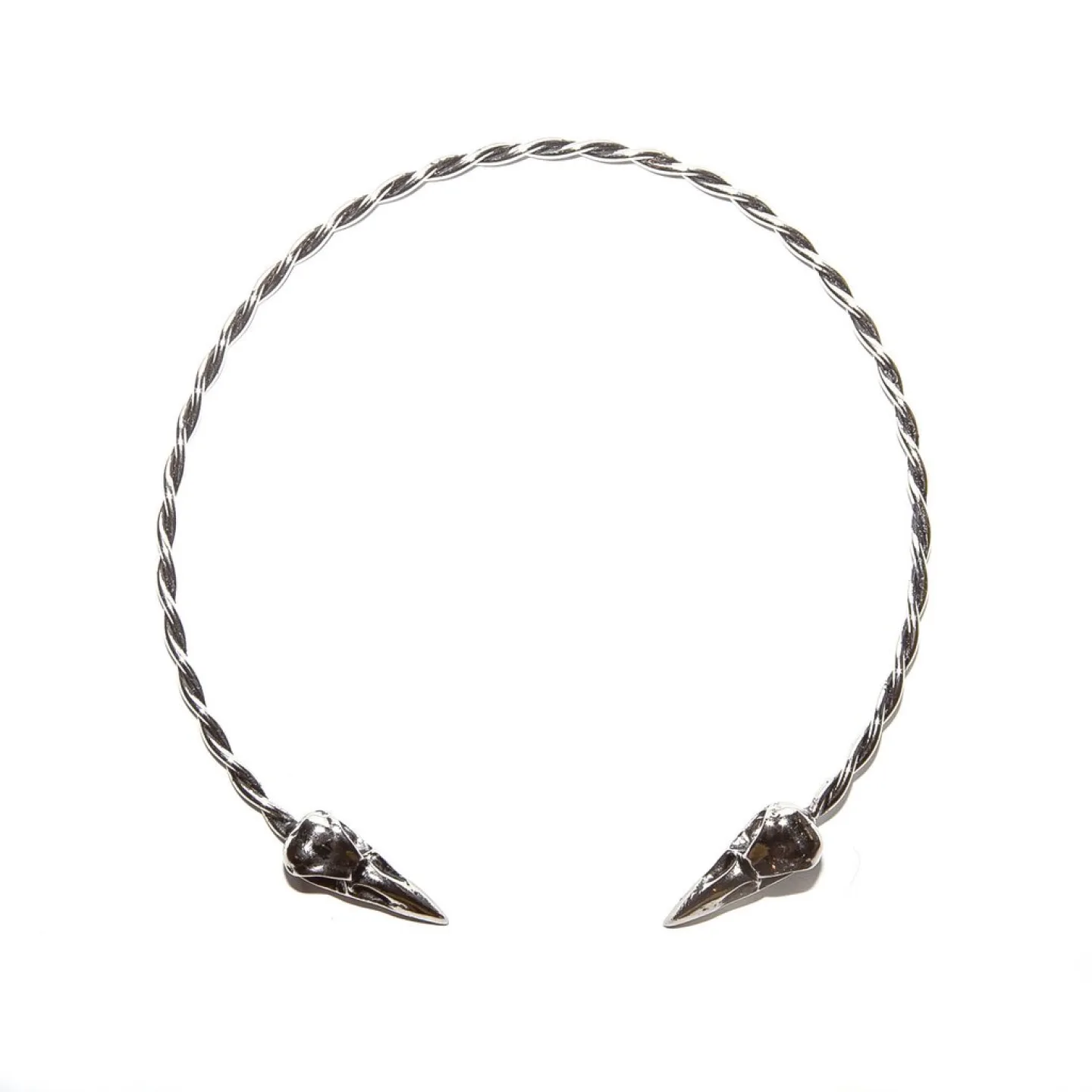 GARGANTILHA 2 SKULL CROW - PRATEADO