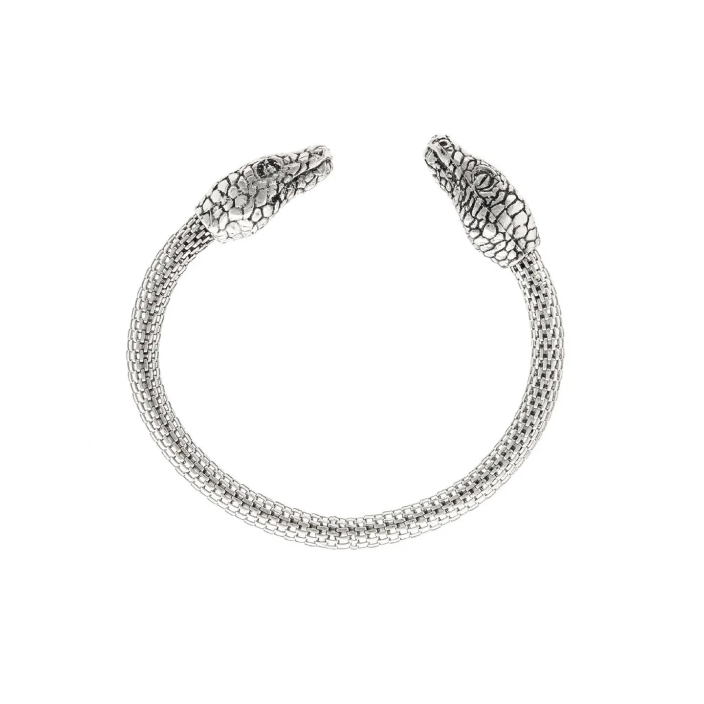 BRACELETE COBRA DUAS CABEÇAS - PRATEADO