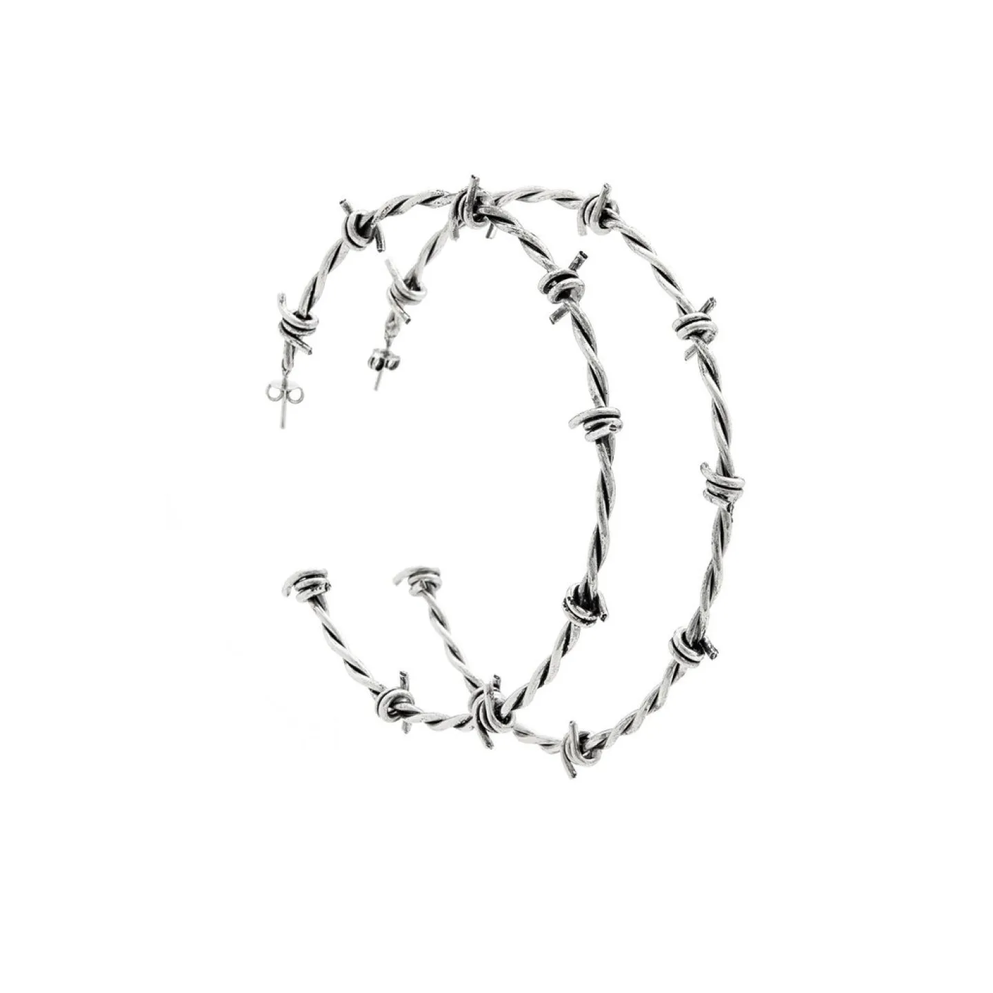 BRINCO ARGOLA ARAME FARPADO 11CM - PRATEADO