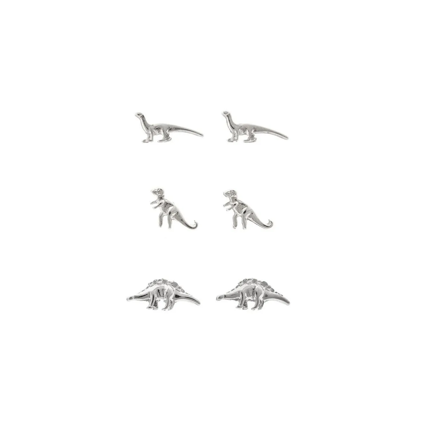 BRINCO TRIO DINOSSAUROS - PRATEADO