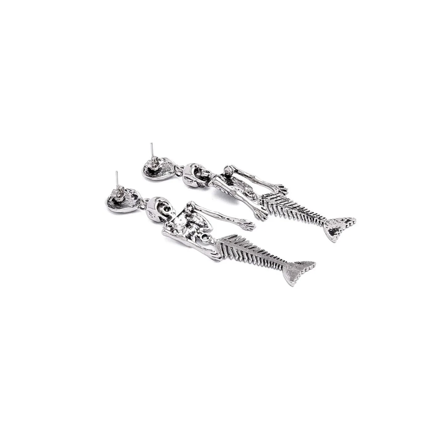 BRINCO SKULL MERMAID - PRATEADO