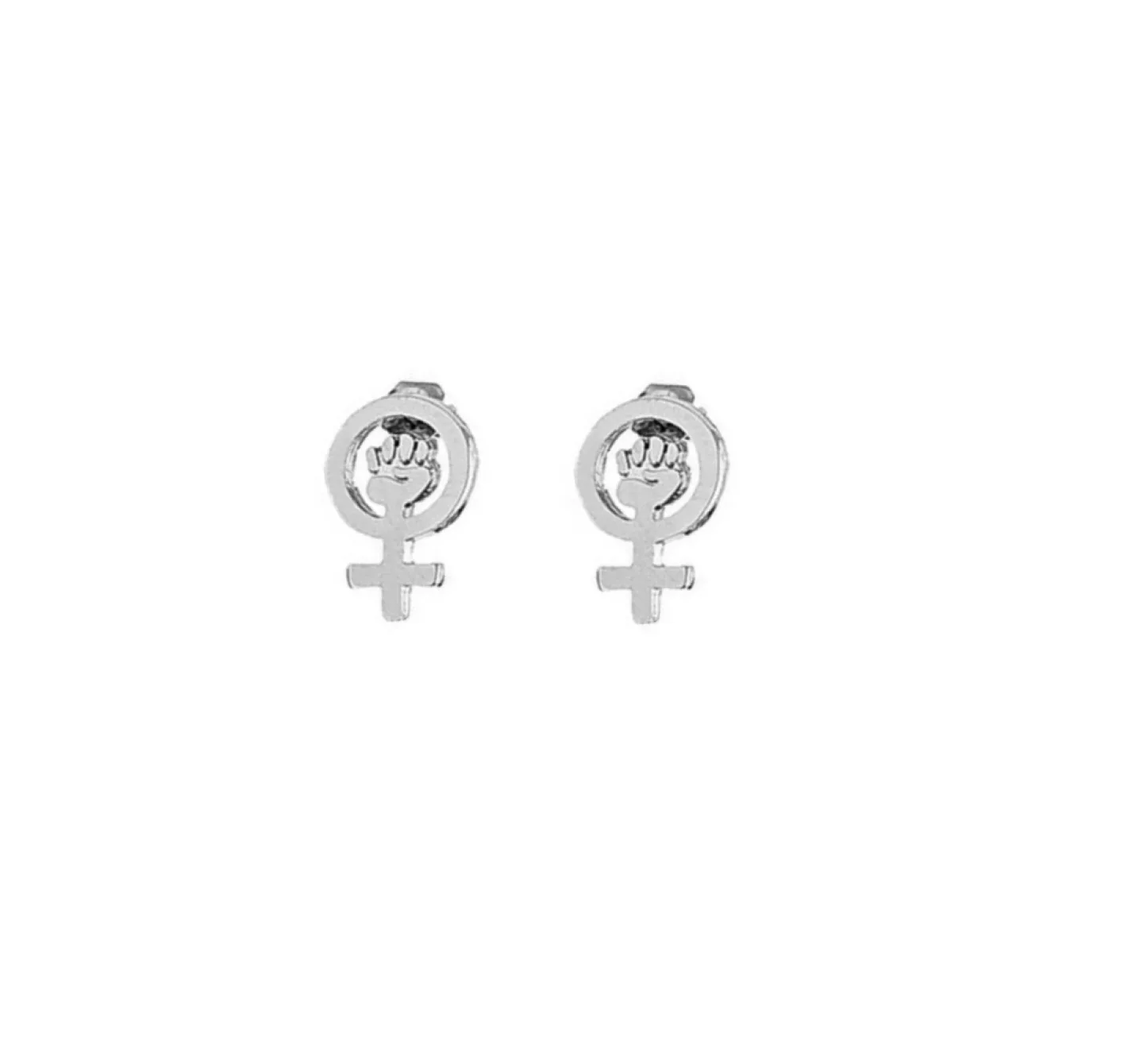 BRINCO STUD FEMINISTA - PRATEADO