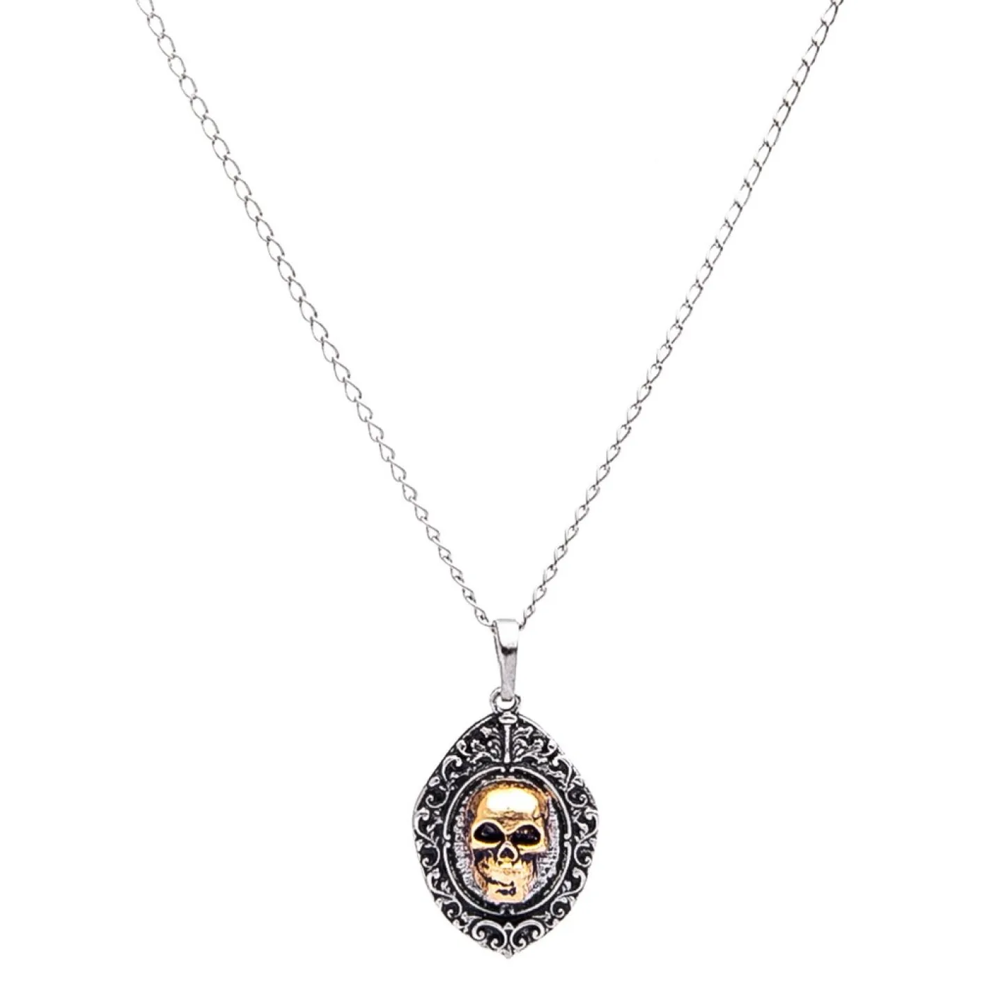COLAR SKULL IN THE FRAME - PRATEADO TAMANHO DA CORRENTE:50 cm