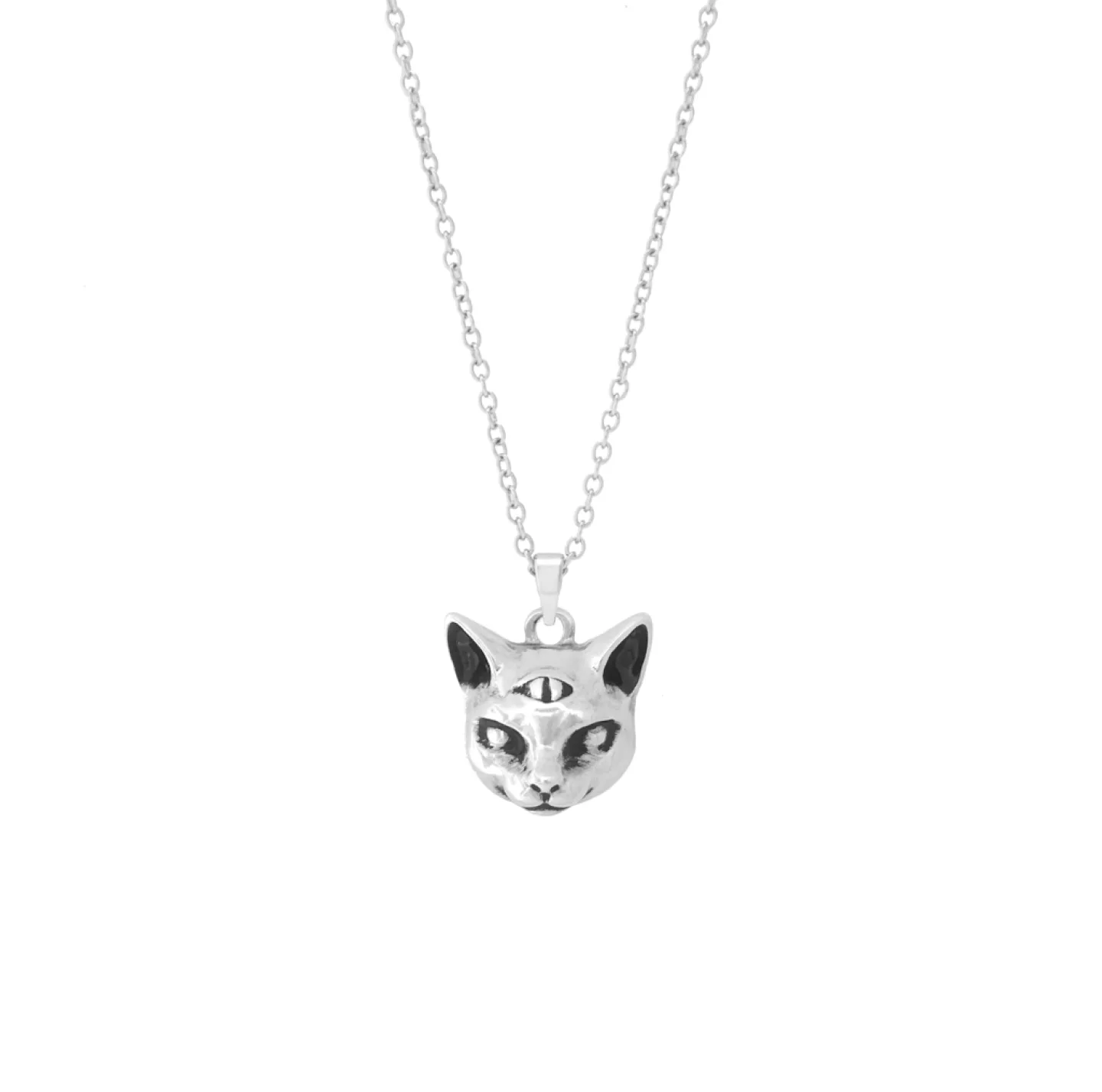 COLAR GATO 3 OLHOS - PRATEADO TAMANHO DA CORRENTE:50 cm