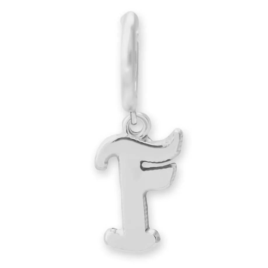Brinco Argola Alfabeto Fonte Gothic Prateado