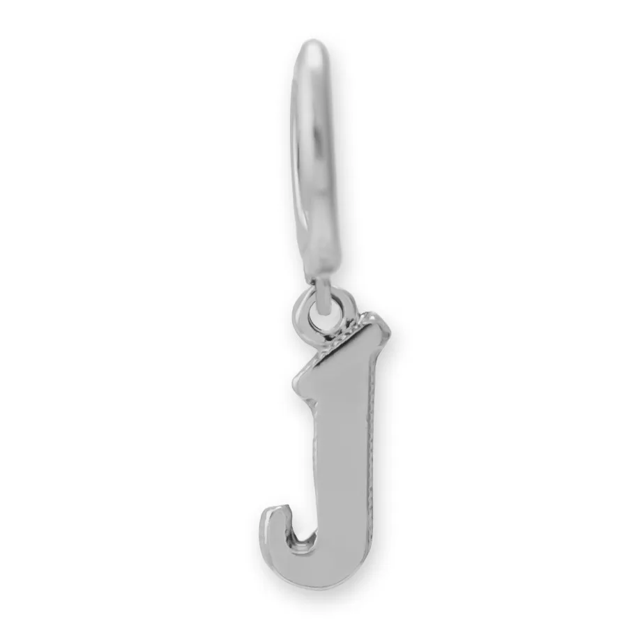 Brinco Argola Alfabeto Fonte Gothic Prateado