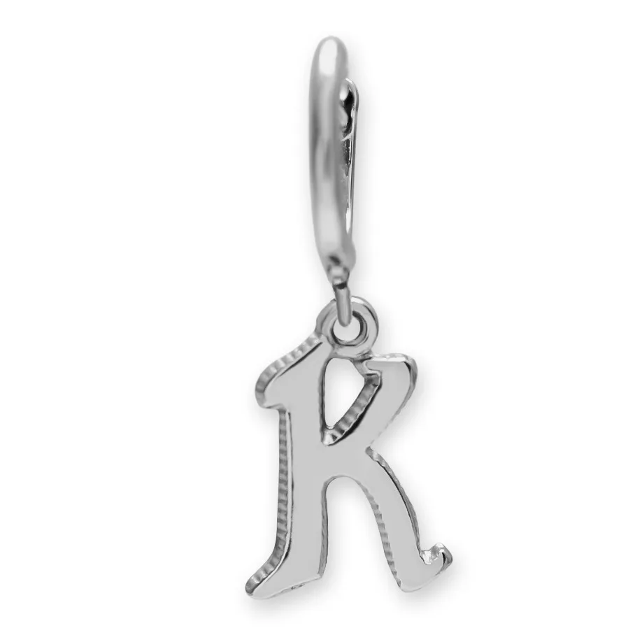 Brinco Argola Alfabeto Fonte Gothic Prateado