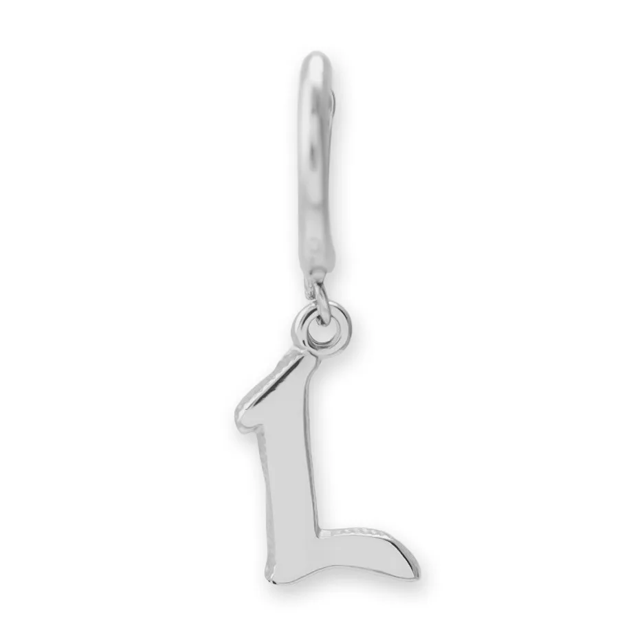Brinco Argola Alfabeto Fonte Gothic Prateado