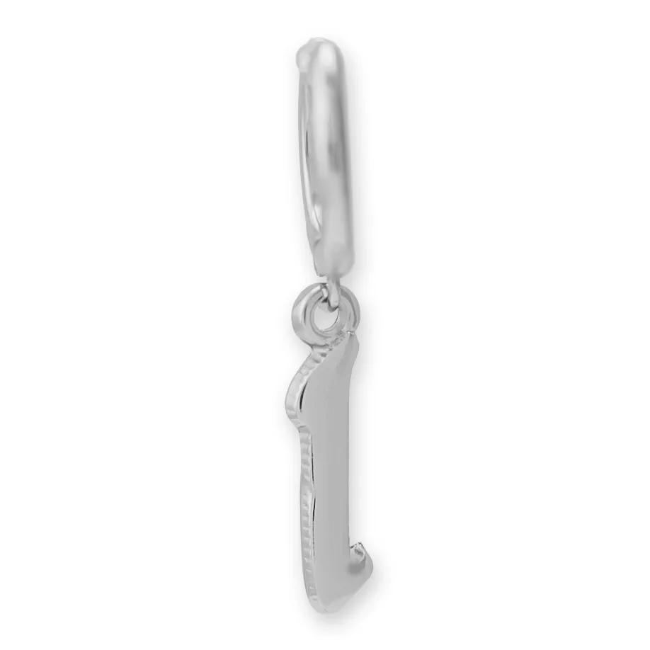 Brinco Argola Alfabeto Fonte Gothic Prateado