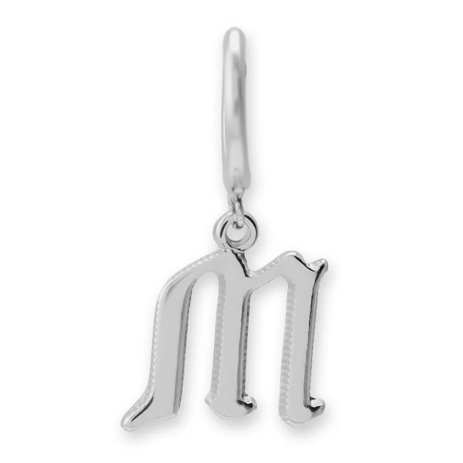 Brinco Argola Alfabeto Fonte Gothic Prateado