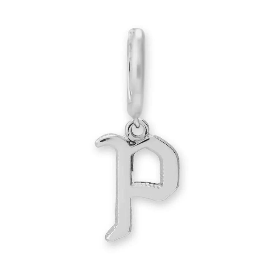 Brinco Argola Alfabeto Fonte Gothic Prateado