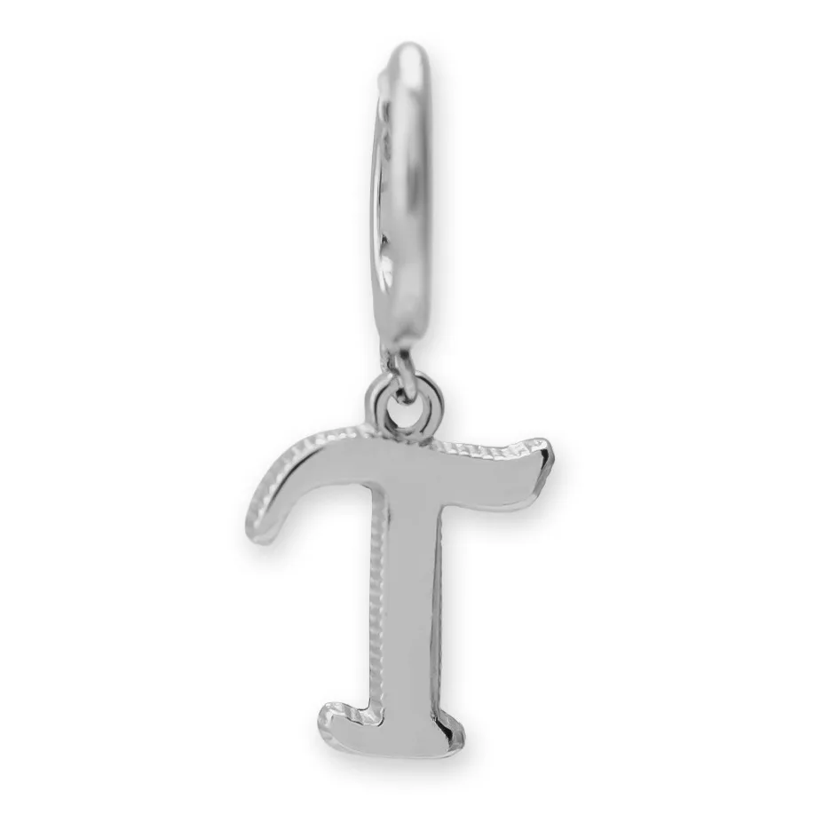 Brinco Argola Alfabeto Fonte Gothic Prateado