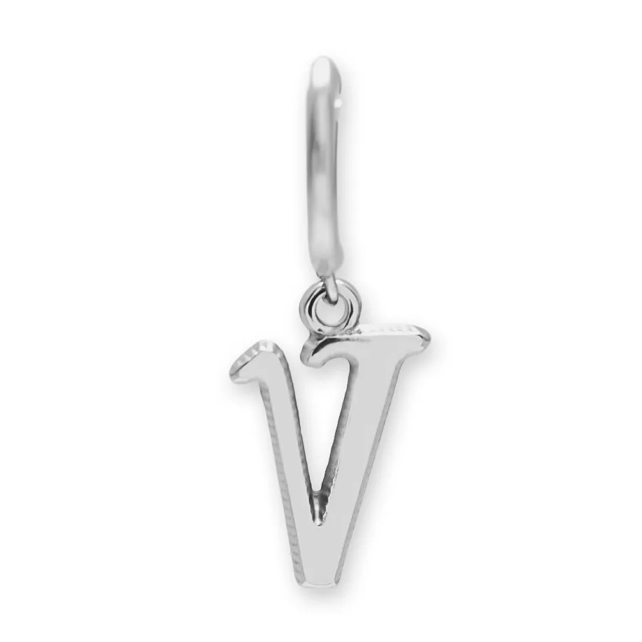 Brinco Argola Alfabeto Fonte Gothic Prateado