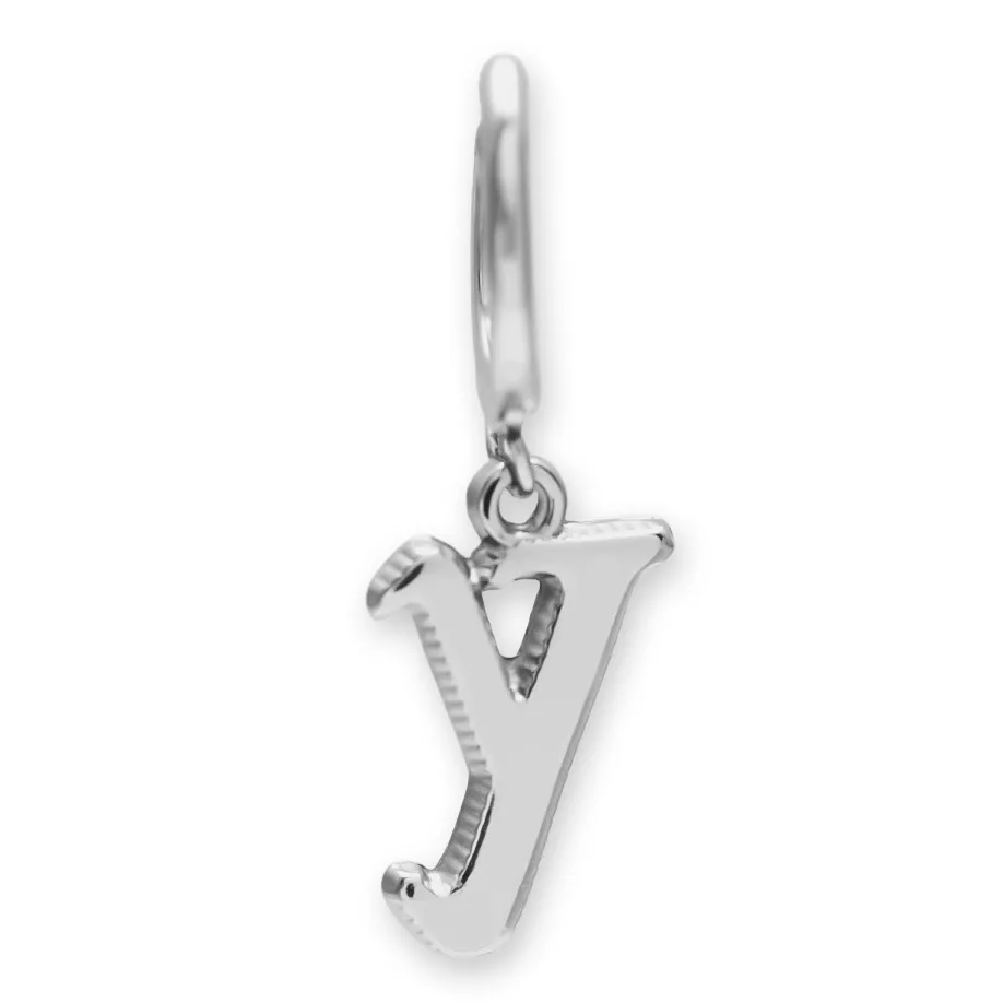 Brinco Argola Alfabeto Fonte Gothic Prateado