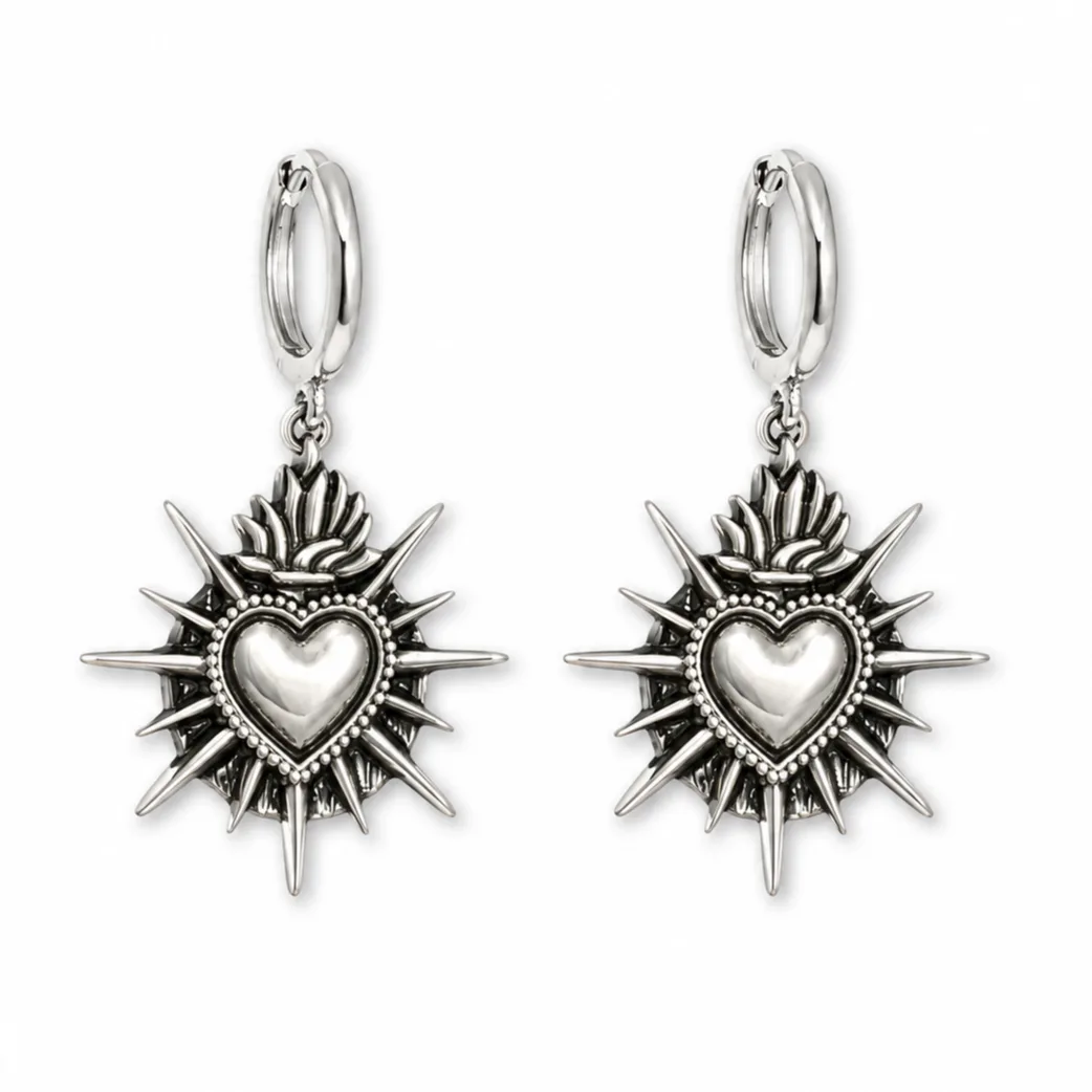 Brinco Sacra Heart Prateado