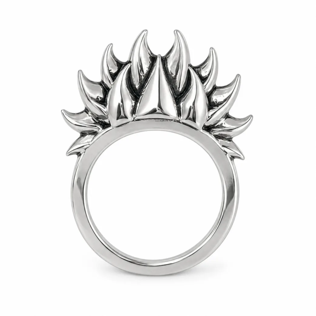 Anel Spiked Lotus Prateado